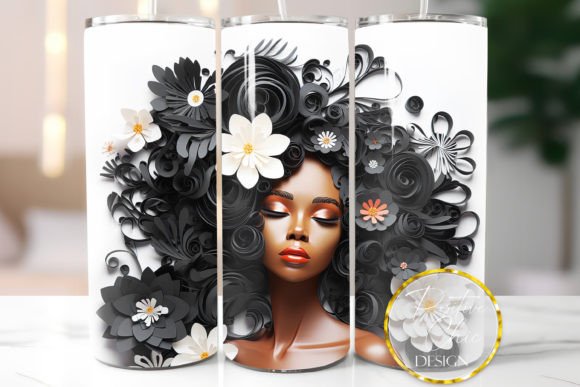 3D Black Woman Tumbler Wrap PNG Design Review