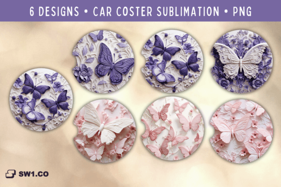 3D Butterfly Car Coaster Sublimation PNG Graphics and Crafts Review