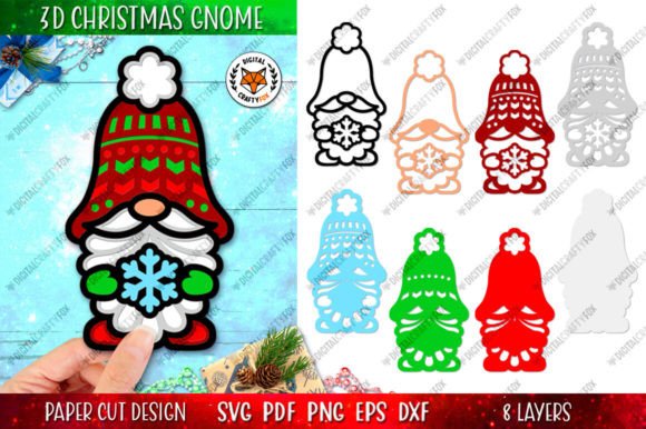 3D Christmas Gnome with Snowflake SVG: A Festive Laser Cutting Design for Winter Amp Projects