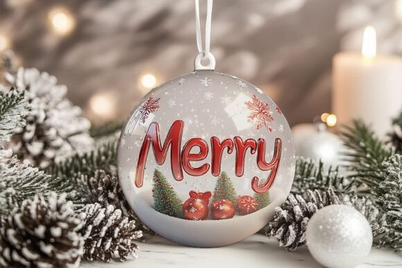 3D Christmas Snow Globe Ornament PNG for Crafts and Graphics