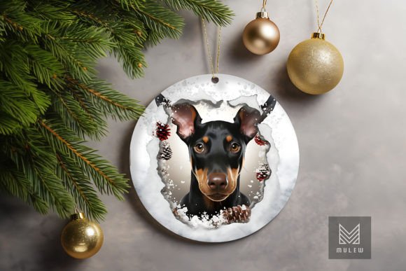 3D Doberman Pinscher Dog Xmas Ornament Graphics and Crafts
