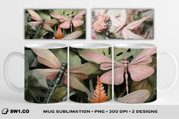 3D Dragonfly 15oz Mus Sublimation Wrap Graphics and Crafts