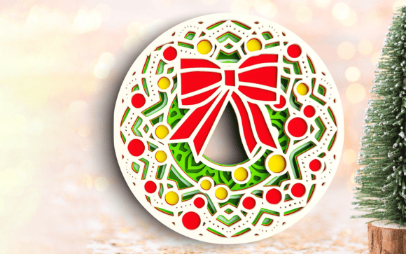 3D Floral Wreath SVG DXF 6 Layers Svg for Laser Cutting and Shadow Boxes
