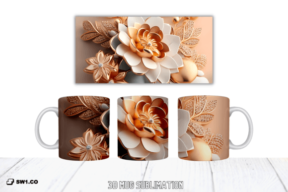 3D Flowers Mug Sublimation Graphics for Crafts