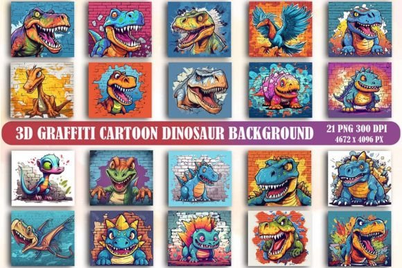 3D Graffiti Cartoon Dinosaur Background Graphics Review