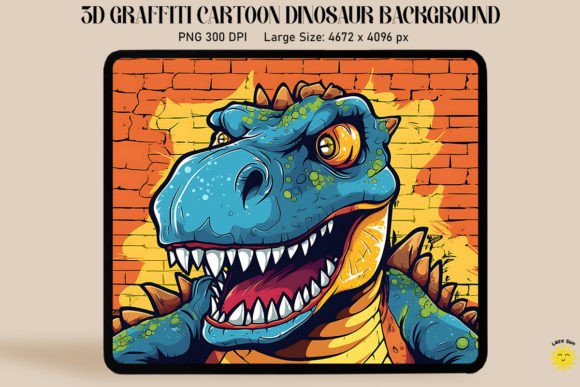3D Graffiti Cartoon Iguanodon Dinosaur Graphics and Backgrounds
