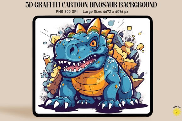 3D Graffiti Cartoon Pachycephalosaurus Graphics and Backgrounds Review