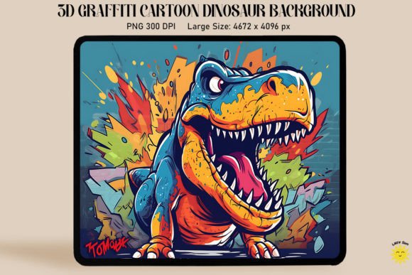 3D Graffiti Cartoon Tyrannosaurus Rex Graphics and Backgrounds