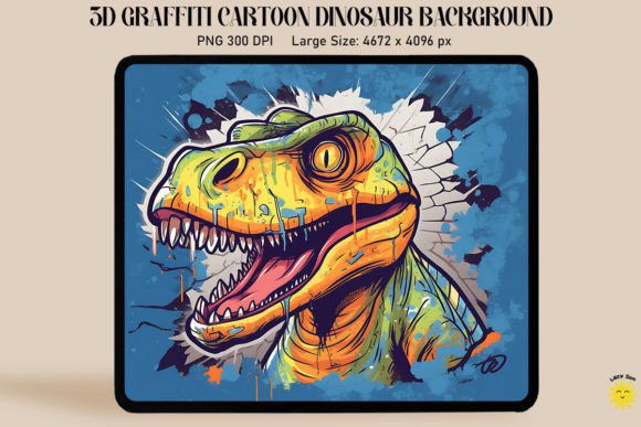 3D Graffiti Cartoon Velociraptor Dino Graphics and Backgrounds Review