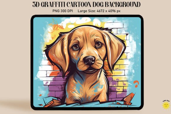 3D Graffiti Happy Labrador Retriever Graphics and Backgrounds