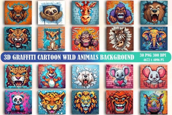 3D Graffiti Wild Animals Background Review