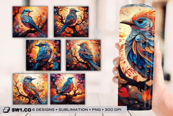 3D Mandala Bird Tumbler Sublimation Wrap Graphics for Crafts