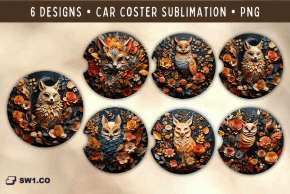 3D Paper Art Car Coaster Sublimation Graphics for Crafts