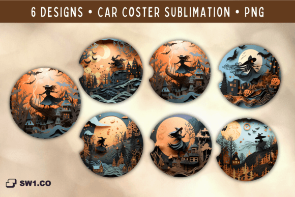 3D Paper Art Halloween Car Coaster PNG Graphics and Crafts Review
