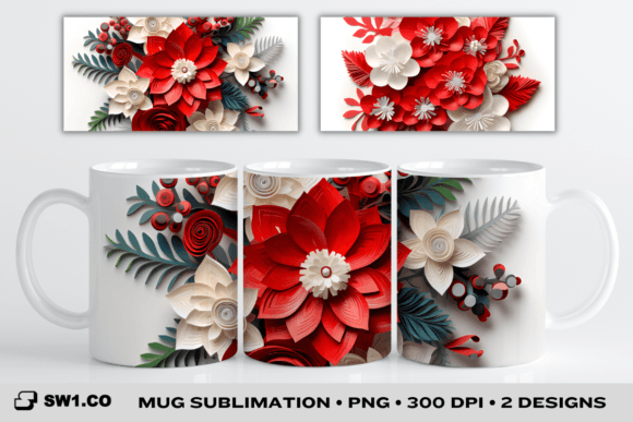 3D Poinsettia Christmas Mug Sublimation Graphics and Crafts Review