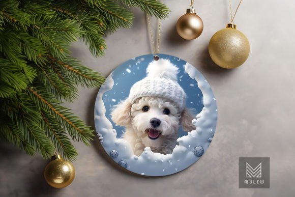 3D Poodle Dog Xmas Ornament Graphics for Crafts
