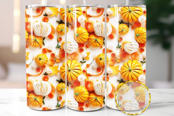 3D Pumpkins Tumbler Wrap Sublimation PNG Graphics and Illustrations Review