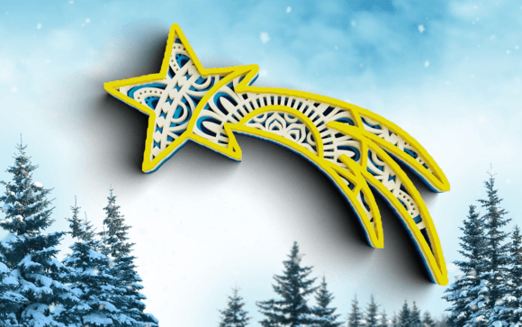 3D Shooting Star SVG Christmas Svg: Laser Cutting and Winter Amp