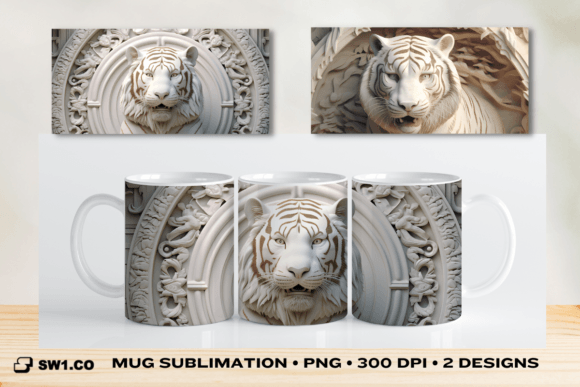 3d Tiger Mug Wrap Sublimation Graphics for Crafts