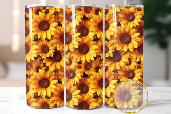 3d Tumbler Sublimation Sunflowers PNG Graphics and Illustrations