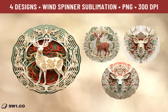 Deer Paper Art Wind Spinner Sublimation Graphics and Crafts