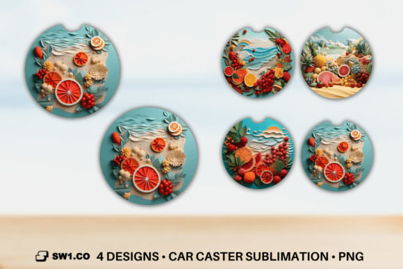 Fruit Sea Car Coaster Sublimation PNG: A Designer’s Review for Graphics and Crafts