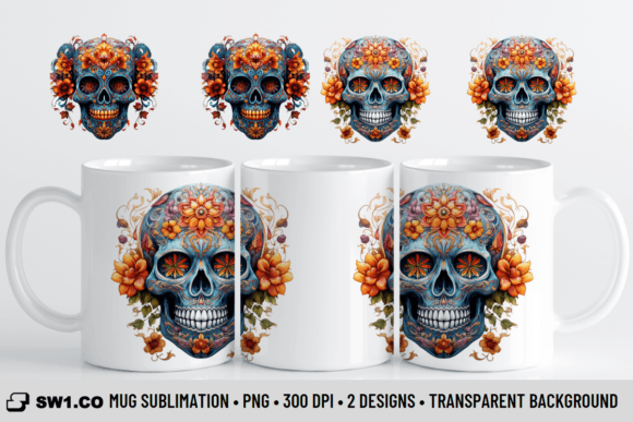 Halloween 3D Skull Mug Sublimation Wrap: Graphics for Crafts