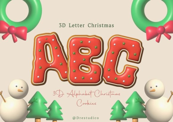 Inflated 3D Alphabet Icon Christmas Graphics and Illustrations Review