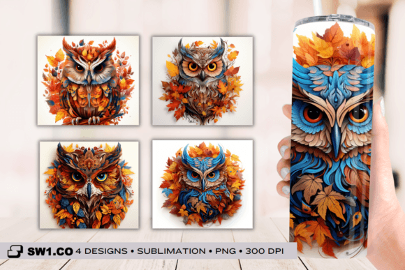Mandala Owl 3D Tumbler Sublimation Wrap: Graphics for Crafts