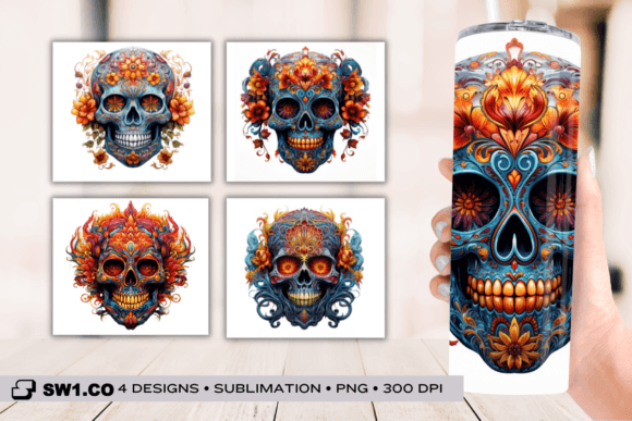 Mandala Skull Halloween Sublimation Wrap Graphics for Crafts