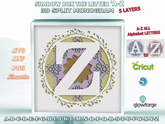 Shadow Box the Letters a-Z File Bundle